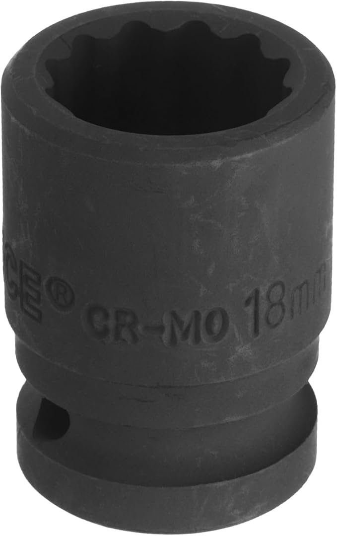 uxcell 1/2" Drive x 18mm Shallow Impact Socket 12-Point Metric CR-MO Steel Nut Impact Grade Socket for Auto Repair