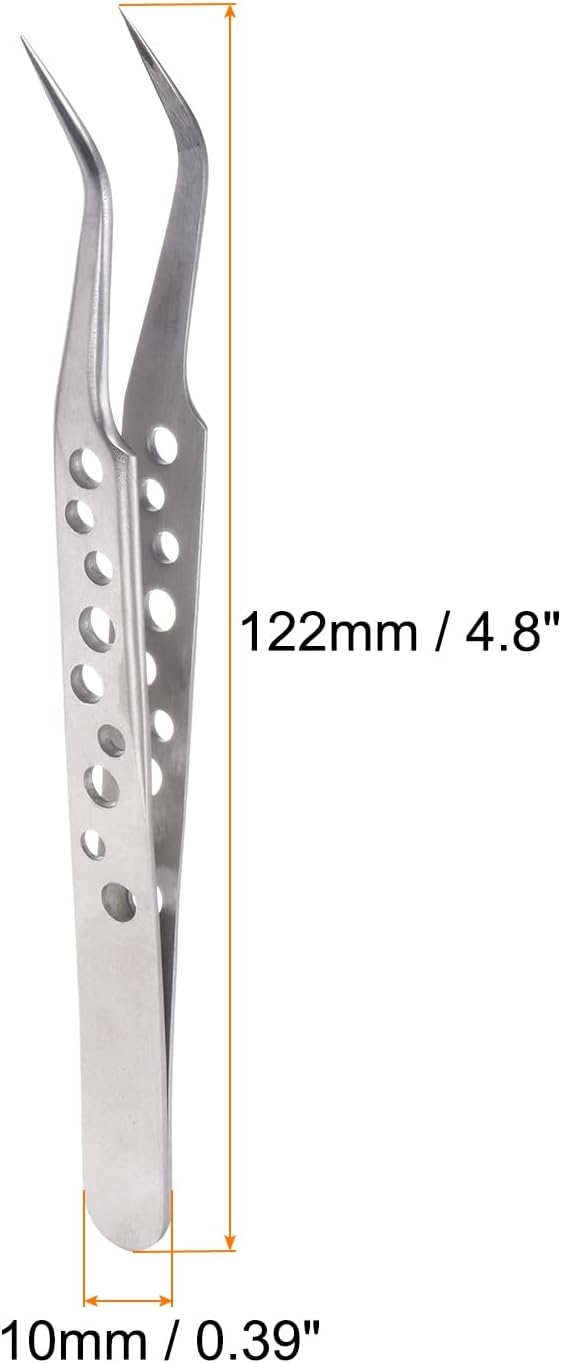 HARFINGTON Precision Tweezers 122mm Elbow Pointed Hollow Anti-slip Stainless Steel Craft Professional Tweezer for Replace Precision Parts Technology Industrial Electronics
