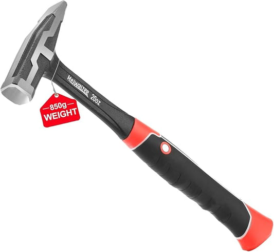 Meiwaltee 20 oz One-piece Forged Engineer Hammer, Sheet Metal Hammer 850g, Non-slip Rubber Grip For Construction, Gardening, Home Improvement