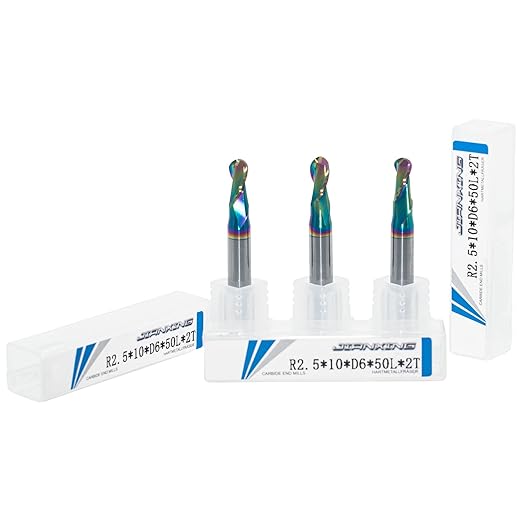 5mm R2.5 DLC Coated 2-Flute Carbide Ball Nose End Mill, Ideal for Aluminum, Copper Alloys, and Plastic Machining ??High Precision & Wear-Resistant Cutting Tool (3 Pack)