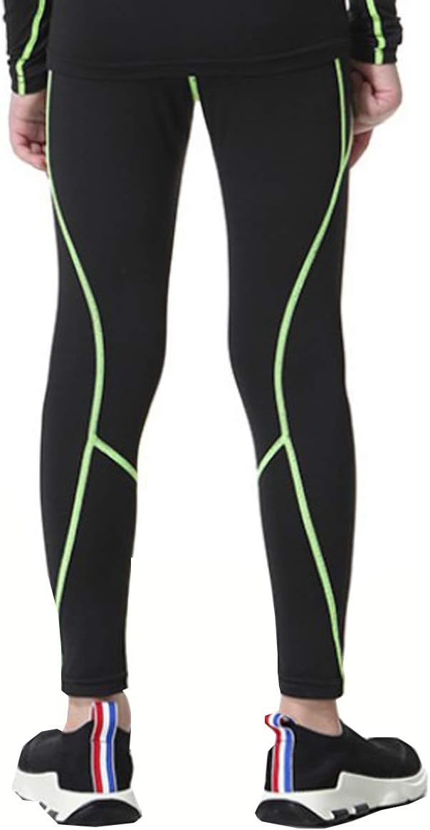 LANBAOSI Youth Boys Compression Leggings Athletic Pants Base Layer Football Workout Tight