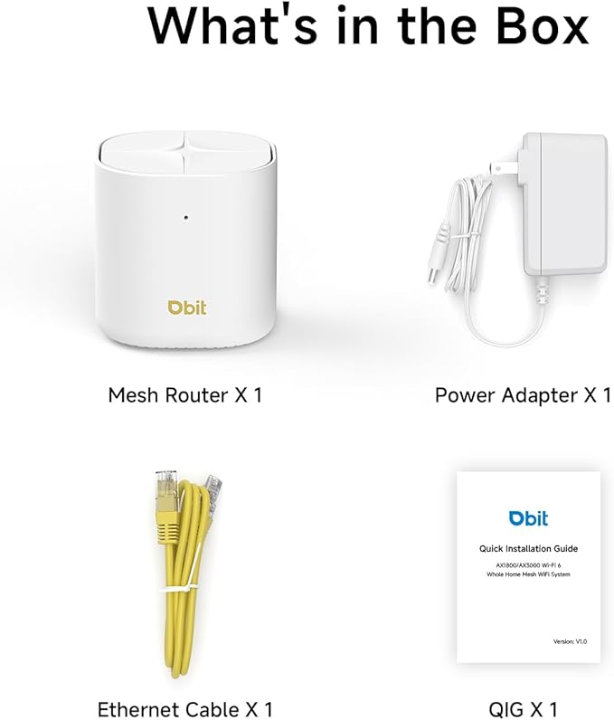DBIT AX1800 WiFi 6 Whole Home Mesh Wi-Fi System, Dual-Band Coverage up to 2,100 sq. ft. and 150 Devices, Standalone Router or Mesh Add-On Node, 2 Gigabit Ports per Unit, Easy Setup (D-MAX5, 1-Pack)