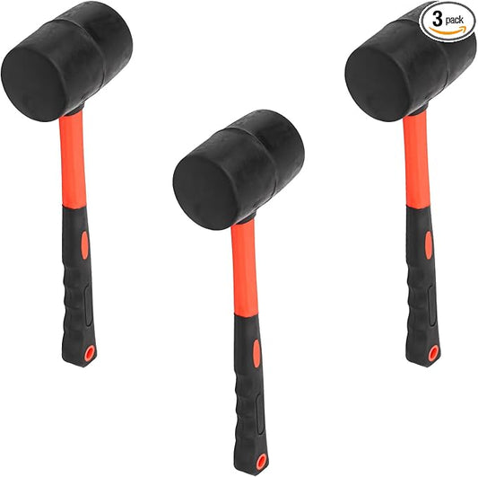 3 PCS Rubber Mallet Hammer, 16 oz Durable Rubber Hammer for Flooring Installation, Camping, Woodwork, and Tent Stakes