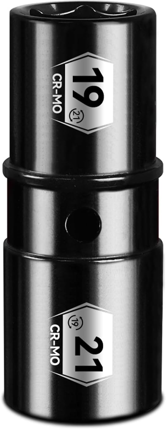 BLACKROBOT 1/2" Drive Impact Lug Nut Socket Set, 19mm x 21mm Impact Socket Set, CR-MO, 6-Point, Electroplated Surface for Auto Repair