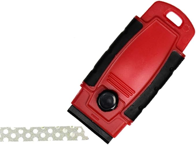 Plastic Razor Blade Scraper Hand Held Window Vinyl Tint Scraper with Protective Cover Razor Blade Red Scraper,10 Metal Razor Blades 10 Black Plastic Scraper Blades Removal Scraping Tool Kit