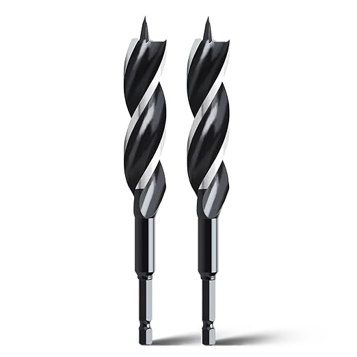 2PCS 4/5" x 6" Auger Drill Bit for Wood, Hex Shank Tri Flute Ship Auger Long Drill Bit for Soft and Hard Wood,Tree Stump,Plastic,Drywall and Composite Materials