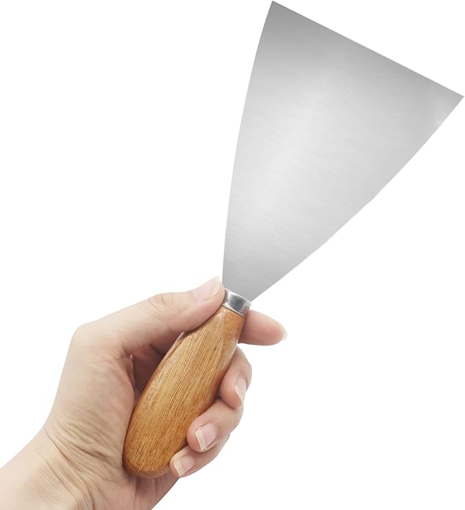Putty Knife, 3 Inch Metal Scraper, wooden Handle Spackle Knives for Drywall, Decals, Wall paper, Patching, Painting, Taping, Scraping Coating