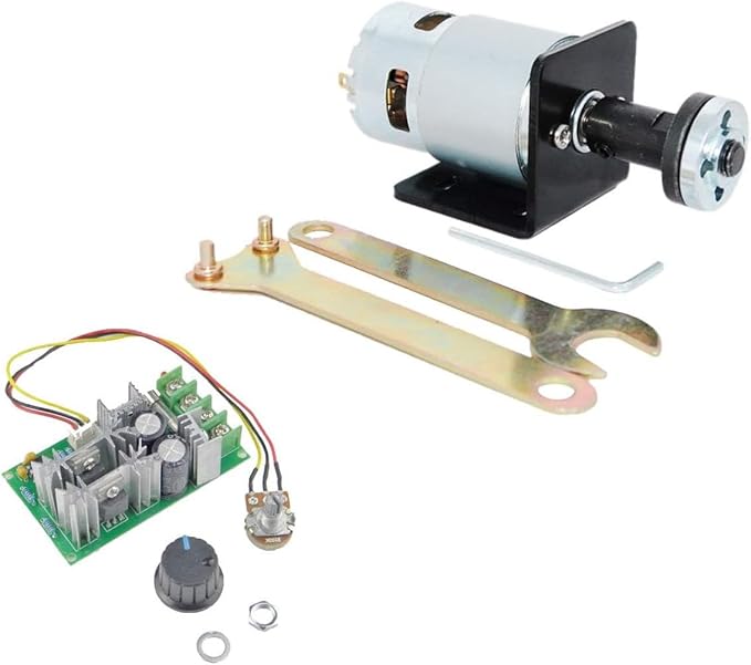 CHANCS 775 DC Motor with Motors Mounting Bracket Black PWM Speed Controller Speed-Adjusting DC Motor Controller for DIY Parts