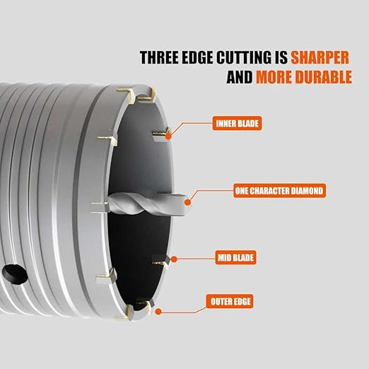 CATITO 11 Piece Set of Concrete Hole Saw (30mm 40mm 50mm 65mm),Concrete Hole Saw Kit for Concrete with SDS Plus Shank Connecting Rod and 5pcs dust Bag, Cement|Brick Stone|Wall.