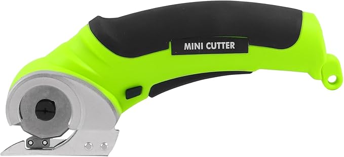 4V Cordless Electric Scissors Carpet Cutter Tool with Rechargeable & Safety Lock, Rotary Blade for Recycling Cutting Leather, Blanket, Gifts for Men Adult Crafter,Lightweight-Green