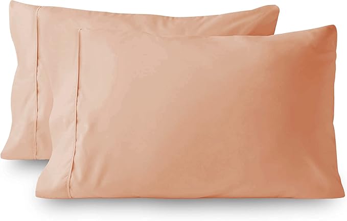 2Pcs Pillowcase 800 Thread Count 100% Egyptian Cotton Pillows for Sleeping, Soft & Silky Sateen Weave Bed Pillow Cover Long-Staple Standard Pillowcase Set of 2 Size (20"x40") - Blush Solid