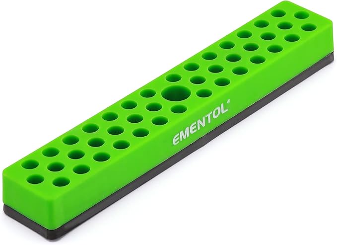 EMENTOL 1/4" Magnetic Bits Holder - Green, 43PCS Hole, Bit Organizer with Strong Magnetic, Magnetic Bits Organizer