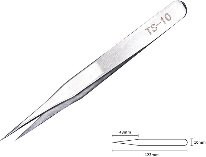 6 Stainless Fine Tip Tweezers Industrial for Electronics Laboratory Work Jewelry-Making Craft, Soldering Multiple Usage