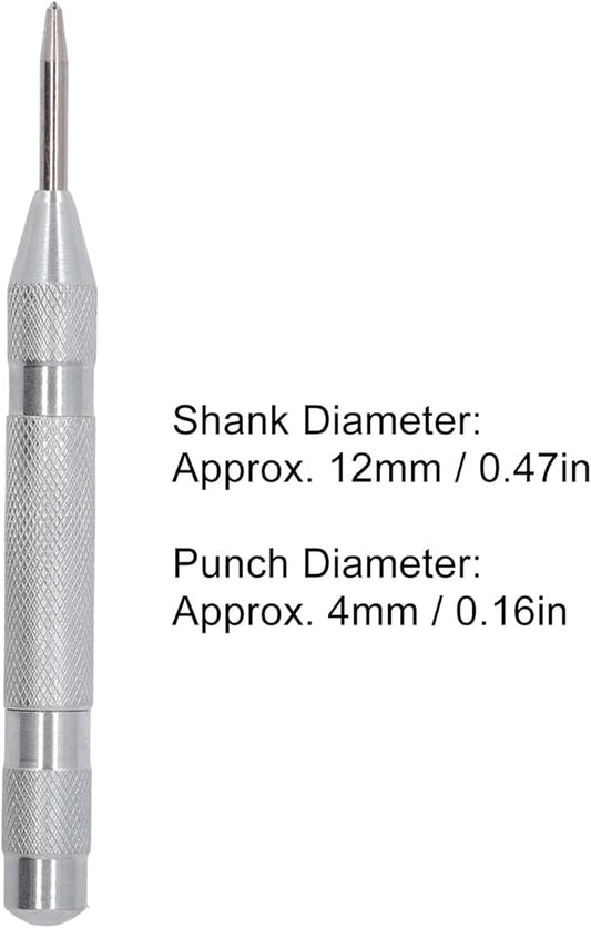 Center Punch, 4Pcs 5inches Center Punch Automatic High Speed Steel Tool Set Kit for Furniture Installation Machine Maintenance (Silver)