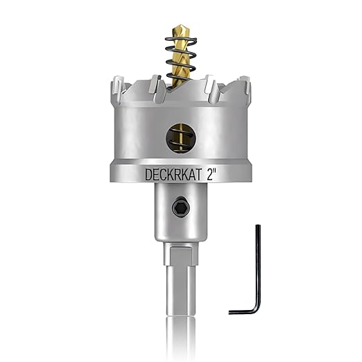 DECKRKAT 2" TCT Hole Saws for Hard Metal, Heavy Duty 51mm Tungsten Carbide Tipped Hole Cutters Set with Spring-Loaded Pilot Drill Bits for Stainless Steel, Metal, Iron, and Plastic.