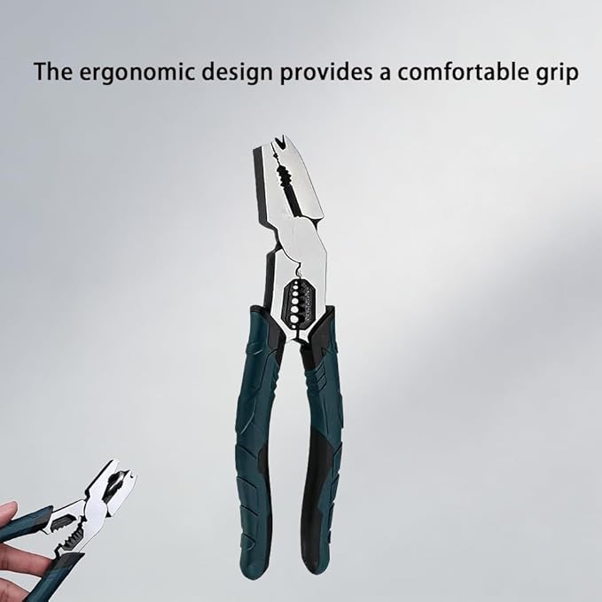 Industrial-Grade Multi-function Cutting Pliers, 9-in-1 Multi-Functional Pliers Nail Puller/Wire Cutter/Stripper/Crimper?봀ompound Action Leverage Design for Repair (2Pcs)