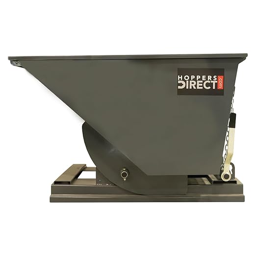 Heavy Duty Self-Dumping Hopper, 1 cu yd, 6000 lb Capacity, 61"x48"x39" Overall, Gray
