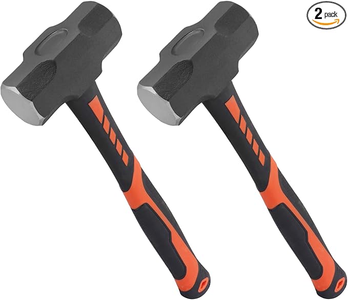 2 Packs 3lb Sledgehammer with 13 Inch long Fiberglass Handle, Drilling/Crack Hammer, No-Slip Rubber Grip, and Forged Steel Construction,(3-Pound Sledge), by GENHAKON