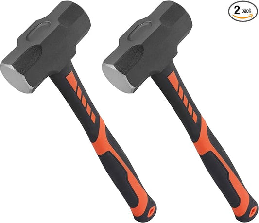 2 Packs 3lb Sledgehammer with 13 Inch long Fiberglass Handle, Drilling/Crack Hammer, No-Slip Rubber Grip, and Forged Steel Construction,(3-Pound Sledge), by GENHAKON