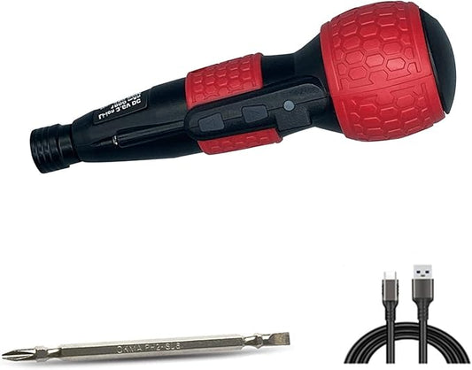 3.6V Cordless Electric Screwdriver Rechargeable portable Mini Rotary Home Gadget竊똀utomatic Manual all in one with LED Light and USB-C Charging Cable RED