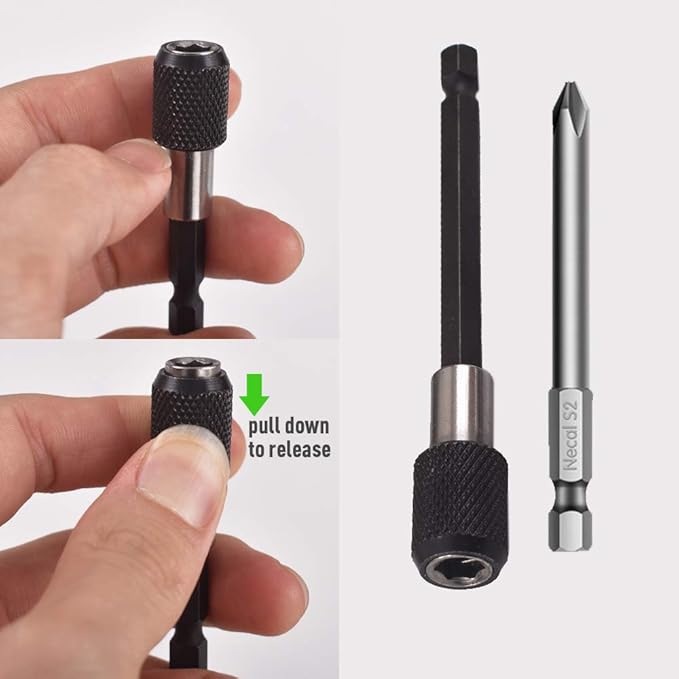 Cozihom 1/4?쇺?Drill Bit Extension Set, 2 Pieces Flexible Drill Bit Extension Shaft, 3 Pieces Quick Change Magnetic Screwdriver Bit Holder