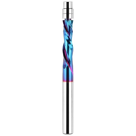 Up Down Compression Spiral Flush Trim Router Bit, 1/4 Inch Shank Solid Carbide Flush Trim Router Bits CNC Spiral Bit with Nano Coating by EANOSIC
