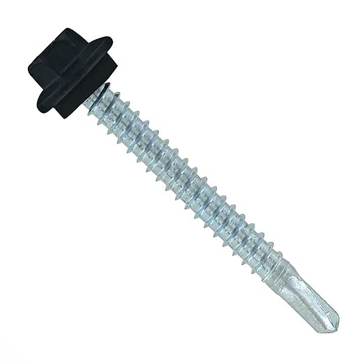Fasteners Plus ST Fastening Maxx SteelBinder Metal to Metal #12 x 2 Black Screws with EPDM Rubber Washer, 250-Count - Designed for Roofing and Siding Panels