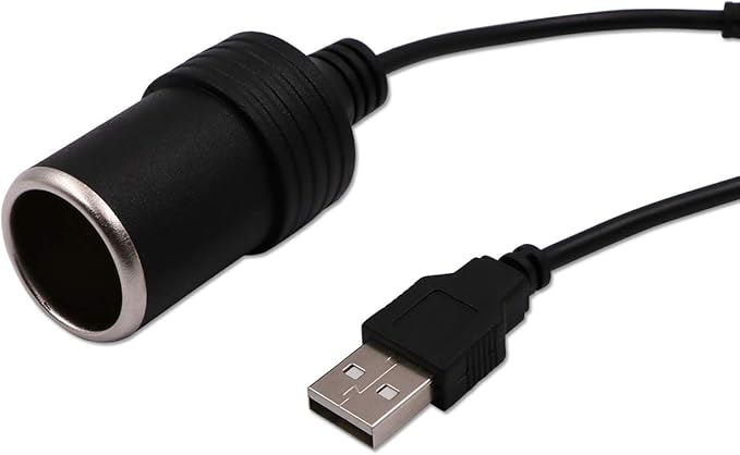 USB A Male to 12V Car Cigarette Lighter Socket Female Converter Cable 2-Pack