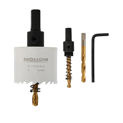Mollom (46mm | 1-13/16") HSS M42 with 8% Cobalt BI-Metal Hole Saw with 2 Pilot Drill Bits & Arbor Smooth Cutting for PVC,Drywall,Wood,Plastic,Gypsum Board,Rubber