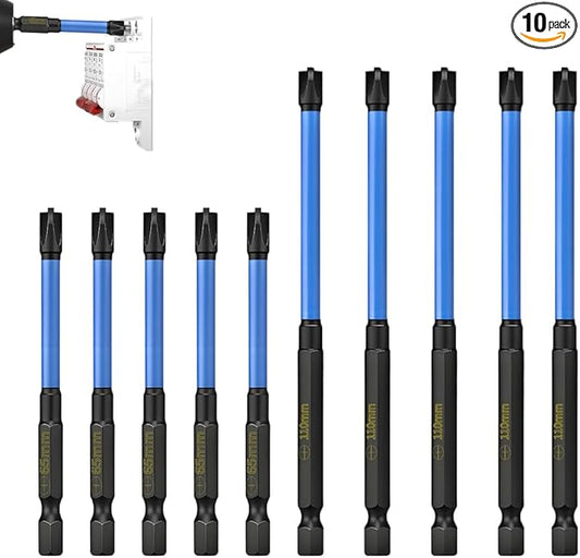 Strong Magnetic Screwdriver Drill Bit Set, Durability Screwdriver Drill Bit Set, Anti-Slip Magnetic Electric Screwdriver Set (10, Black-blue)