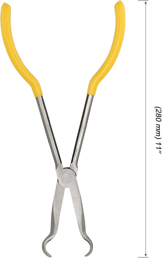 MOUYAT 5 PCS 11 Inch Long Nose Pliers Set, Long Reach Needle Nose Pliers Set Including Straight, 25 Degrees, 45 Degrees, 90 Degrees and Circle Pliers for Mechanics Technicians Contractors Work Repair