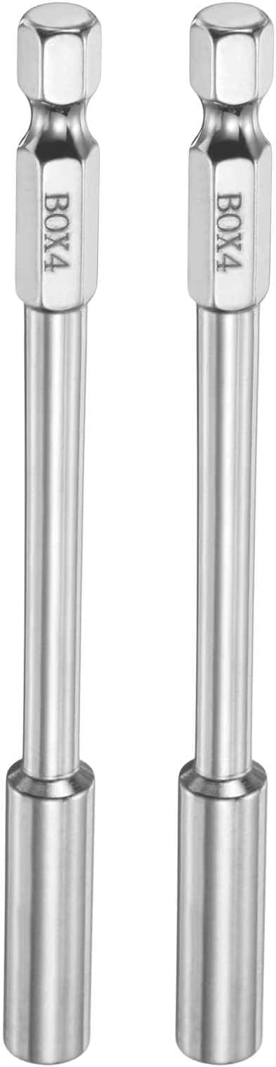 HARFINGTON 2pcs Nut Driver Drill Bit 4mm Metric Socket 1/4" Hex Shank 3.94" (100mm) Long 6-Point Socket Quick Change CR-V Steel Bolt Setters for Power Drill Driver