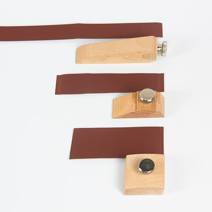3Pcs Wooden Sandpaper Block Set, Square Bevel Wedge Hand Sanding Block, Handmade Leather Edge Grinding Polishing Tool for DIY Leather Craft Accessories