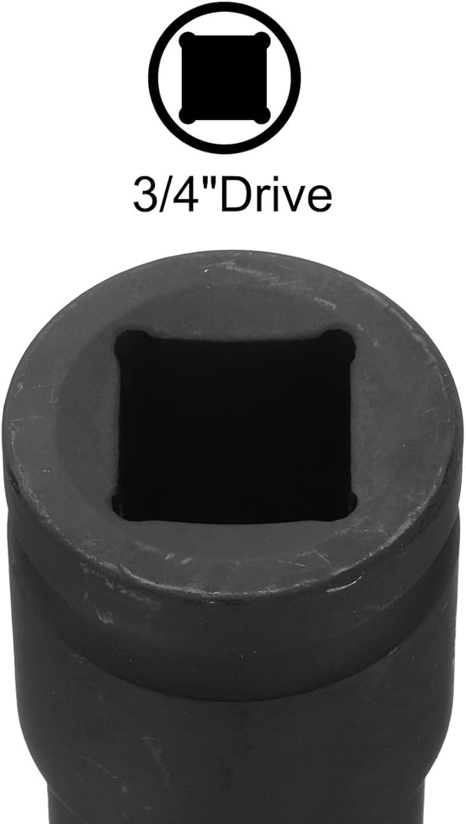 uxcell 3/4-Inch Drive 20mm 6-Point Deep Impact Socket, CR-MO Steel 78mm Length, Metric Sizes