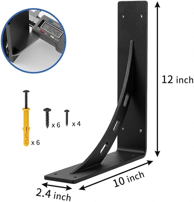 12 inch x 10 inchHeavy Duty Shelf Brackets , Metal Mantel Brackets (Set of 2) Fireplace Mantel Brackets - Countertop Support , Max Load 1100 Lbs (12 ?섃?x 10?쇺?