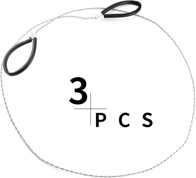 Bivethoi 3 Pack Stainless Steel Wire Saw Emergency Saw Kit, Camping Wire Saw Mini Backpacking Saw, Cable Cutting String Bone Rope Saw, Travel Chainsaw for Wood Cutting Hiking Hunting (Wire Handle)