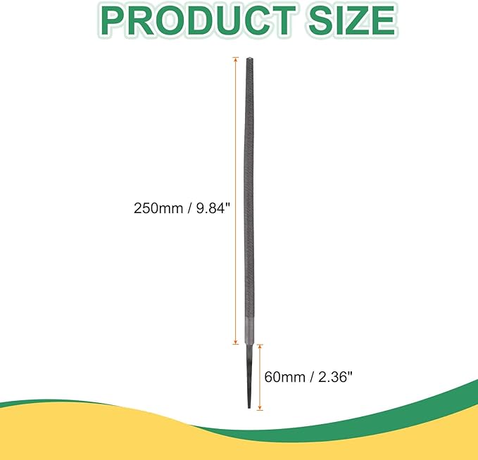 HARFINGTON 10" Round Medium Cut File Double Cut Teeth Medium Metal File High Carbon Steel T12 without Handle for Metal Wood Finishing Roughing, Grey