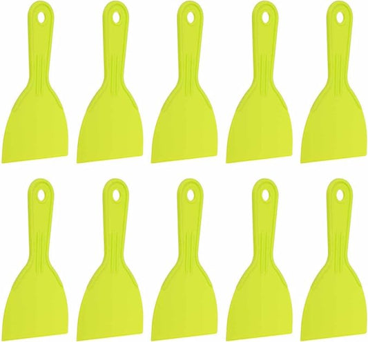 HARFINGTON 10pcs Putty Knife Scraper 4" Width Flexible Plastic Putty Knife Paint Scraper Tool for Taping Drywall Spreading Painting Wall Scratching Yellow