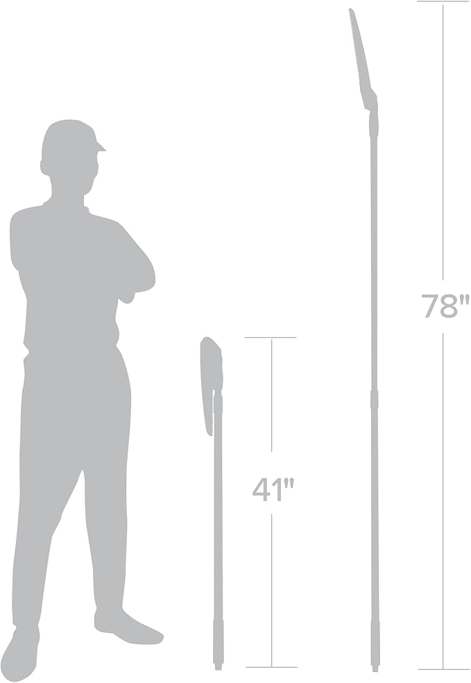 Jameson Barracuda Telescoping Pole Saw - Extendable from 41" to 68", Lightweight, Secure Lock, Tri-Cut Chrome-Plated Foldable Blade - Ideal for Precision Cutting