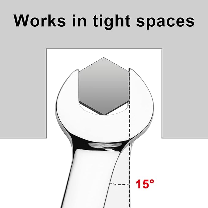 Jetech 19mm Ratcheting Combination Wrench, Industrial Grade Gear Spanner with 12-Point 72-Tooth Ratchet, Forged and Heat-Treated Cr-V Steel, Metric
