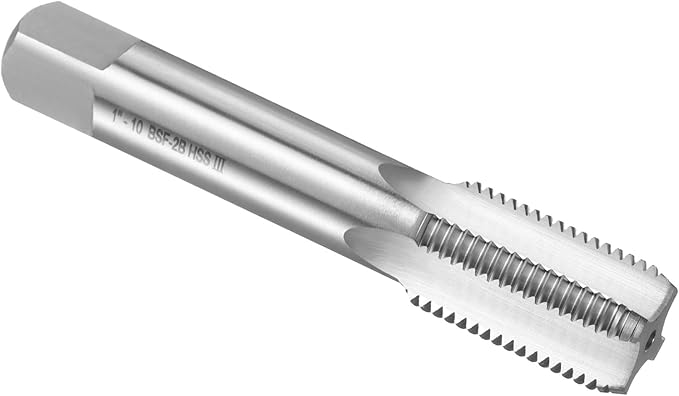 uxcell Hand Bottom Tap 1"-10 BSF 2B Thread Bottoming Style Threading Taps High Speed Steel HSS6542 Straight Flutes Screw Tapping Tool