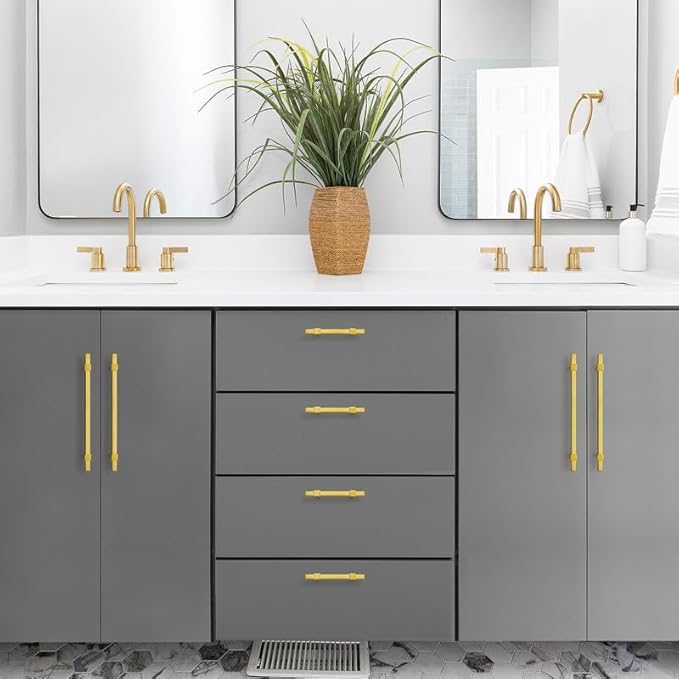 3 Pack Gold Cabinet Handles - 7-1/2" Hole Center Cabinet Pulls Drawer Pulls Cabinet Hardware Kitchen Handles for Cabinets