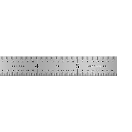 PEC Tools 6" Machinist Metal Ruler (5 Pack), 1/25" Thick X 3/4" Wide,Satin Chrome, High Carbon Steel Ruler Scale with Markings 1/32", 1/64", 1/10", 1/50", Made in USA