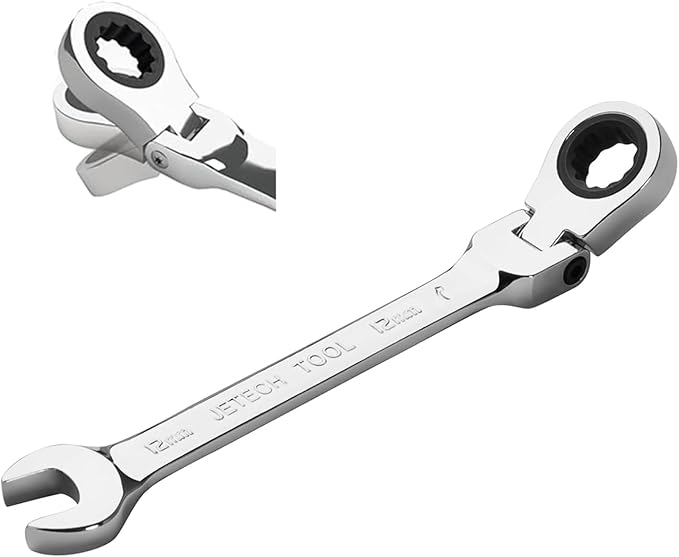 Jetech 12mm Ratchet Wrench Flex Head: Box End Wrench 12Pt| Metric Ratcheting Combination Chrome Vanadium,Forged, Extra Durability