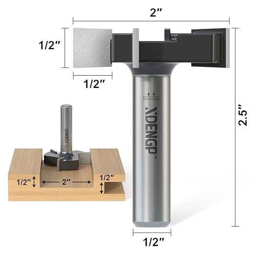 CNC Spoilboard Surfacing Planer Router Bit 1/2 Inch Shank, 2-Inch Cutting Diameter, Slab Flattening Bottom Cleaning Wood Planing Leveling Router Face Mill Carbide Tipped Bit ( 4 Wings )