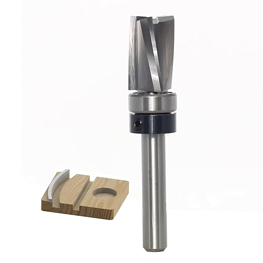 Spiral Flush Trim Router Bit 1/4 Shank, Carbide Head 3-Flute, 1/2" Diameter, 3/4" Cutting Length, Pattern Template Flush Trim Router Bit, for Grooves, Bottom Cleaning, Wood Trimming