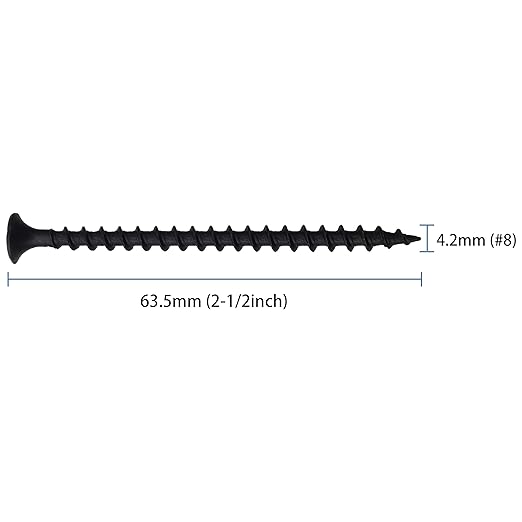 85pcs #8 횞 2-1/2 inch High Hardness Drywall Screws, Black, Coarse Thread, Phillips Drive, Bugle Head, Black Wood Screws, Wood and More