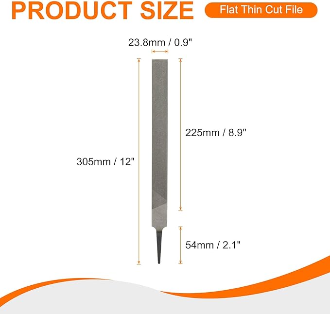 HARFINGTON Flat Thin Cut File 10" Double Cut Teeth High Carbon Steel Hand Rasp File without Handle for Metal Wood Deburring Removing