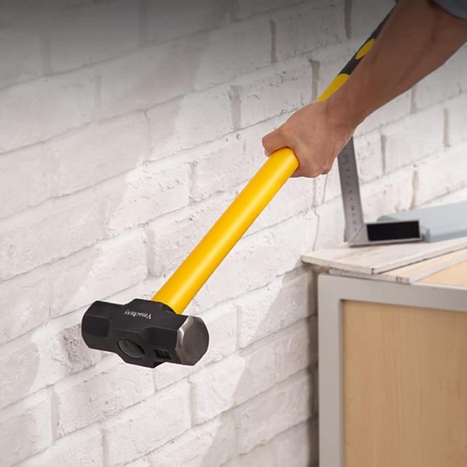 Sledge Hammer with Heavy Duty Construction,35-Inch Fiberglass Handle, Overstrike Protection, Textured Grip,6lbs Sledgehammers Strike Drilling/Crack Hammer