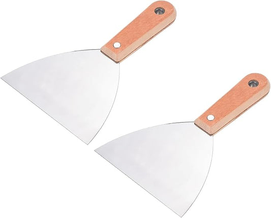PATIKIL 5" Putty Knife, 2 Pack Carbon Steel Blade Scraper Tool with Wooden Handle for Repairing Wall Paint Stripping Removing Wallpaper
